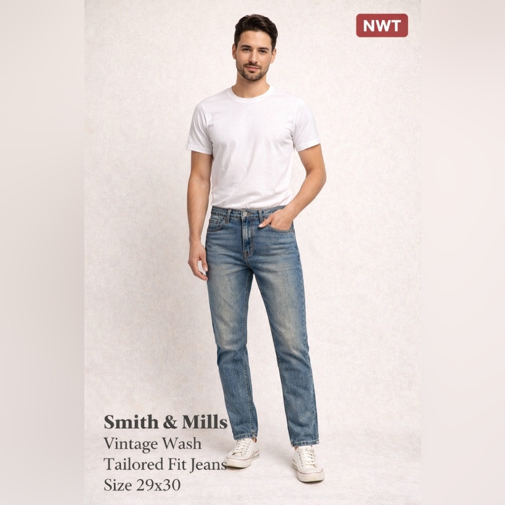 Smith & Mills Vintage Wash Tailored Fit Jeans NWT Size 29x30 Slight Stretch